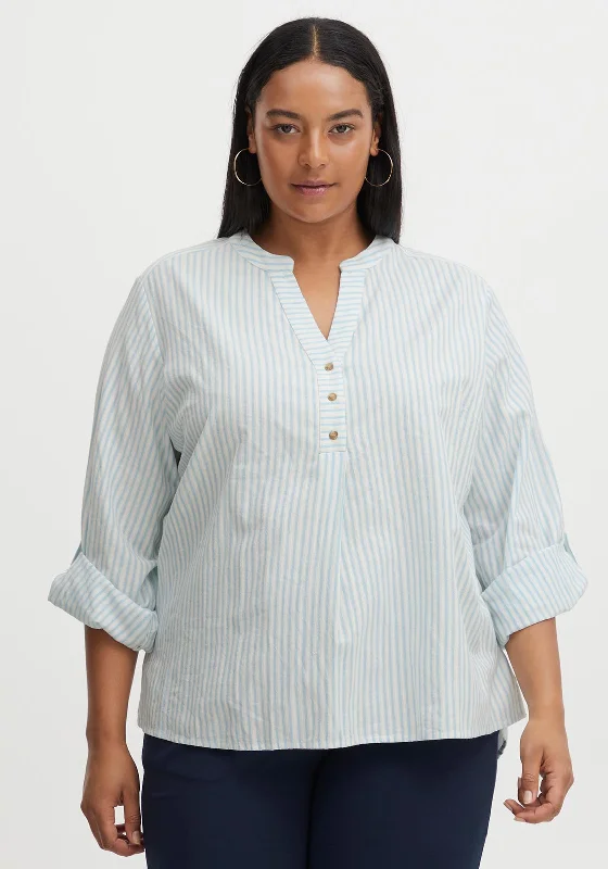 Fransa Striped Blouse, Blue & White Office-Ready Blouse
