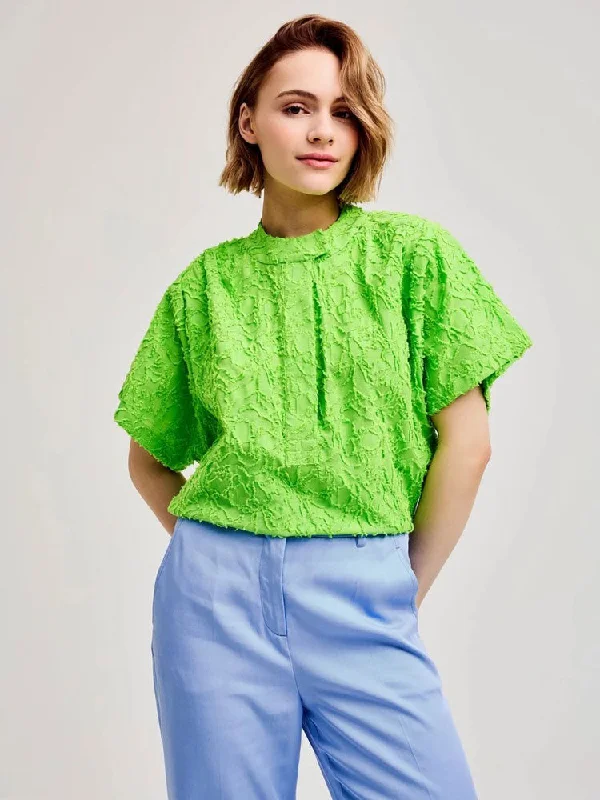 CKS Ledo Blouse Bright Green Sweetheart Neck Blouse
