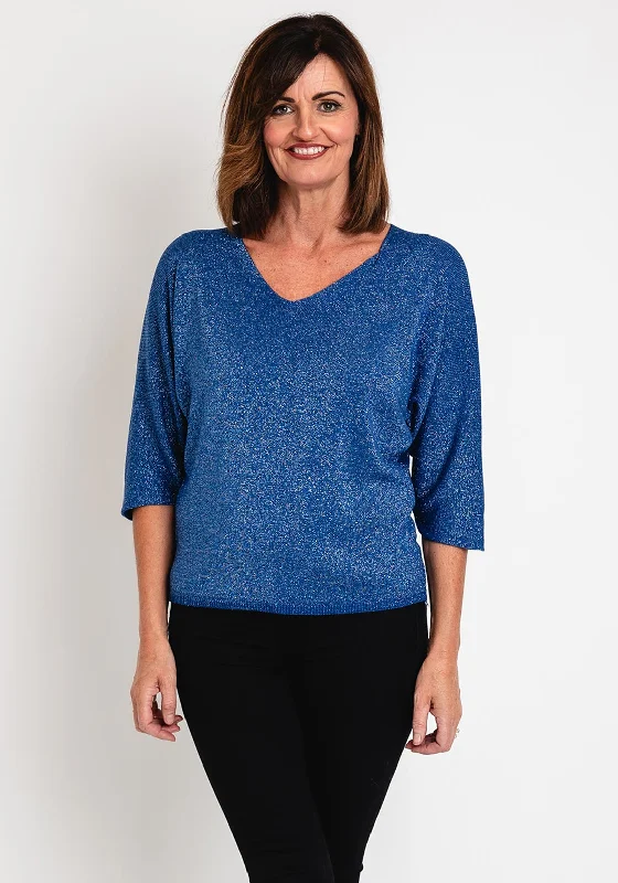 Serafina Collection One Size Fine Knit Sweater, Blue Thin Thick Dense