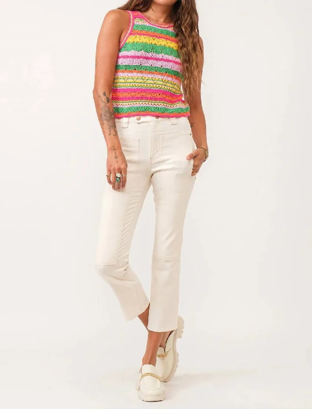 Frankie Straight Cropped Jeans In Wheat Stylish Paperbag Waist Denim