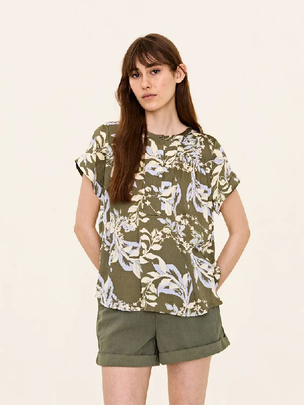 Odd Molly Frizzante Blouse Deep Green Elegant Semi-Sheer Blouse