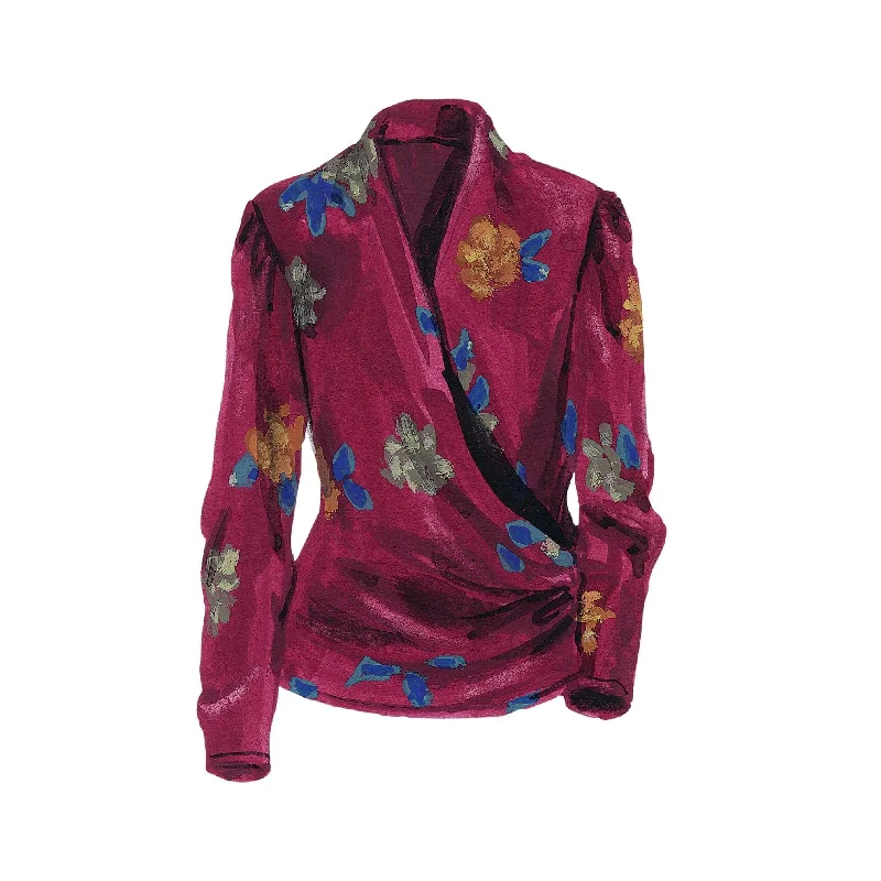 Pacific Wrap Blouse Feminine Satin Blouse