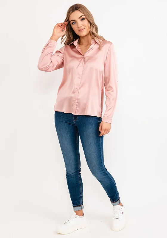 Seventy1 Turn Up Sleeve Blouse, Rose Pink Lightweight Tunic Blouse