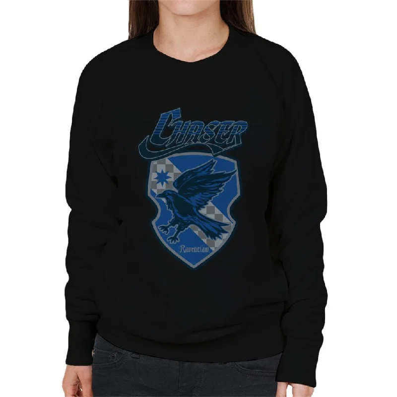 Harry Potter Quidditch Chaser Team Ravenclaw Women's Sweatshirt Hoodie with Hem Applique Textured Unique Harry Potter Quidditch Chaser Team Ravenclaw Women's Sweatshirt Hoodie with Hem Applique Textured Unique