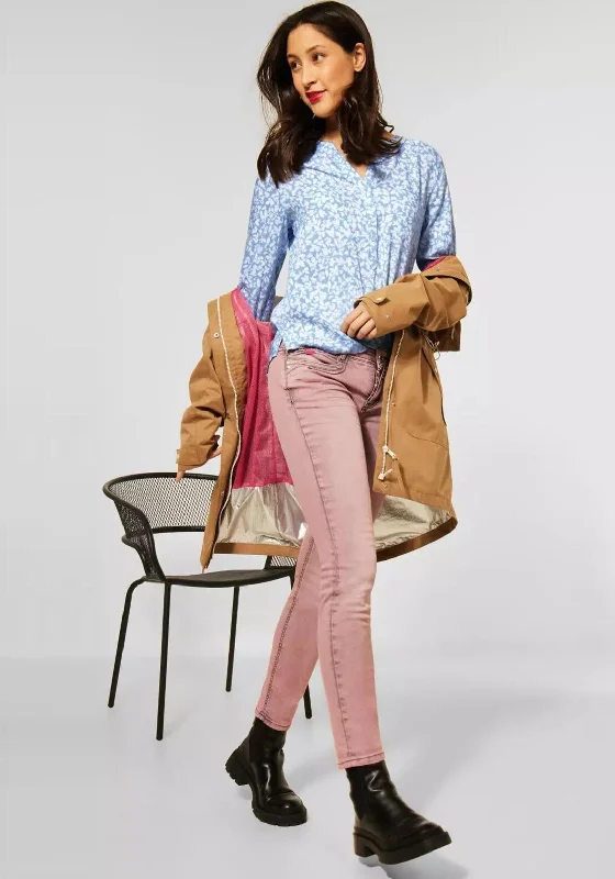 Street One Floral Pattern Blouse, Light Blue Sweetheart Neck Blouse