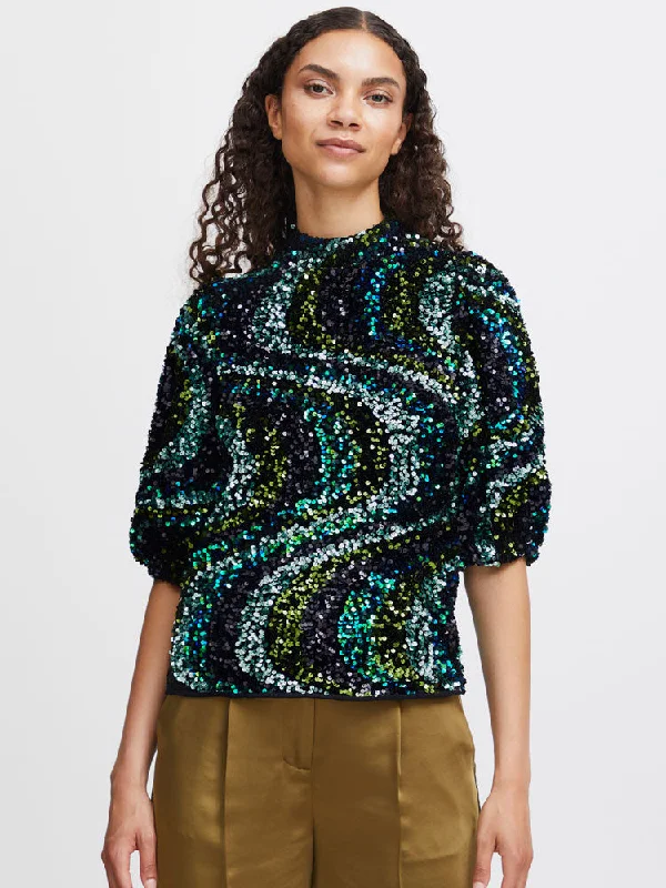 B Young BySamio Blouse Black Mix Delicate Bow Blouse