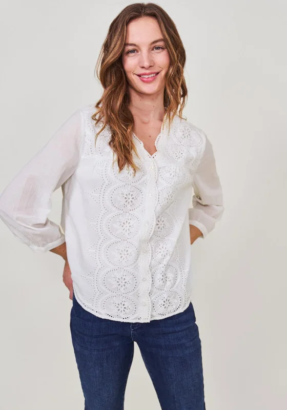 White Stuff Karla Embroidered Blouse, White Chic Off-Shoulder Blouse