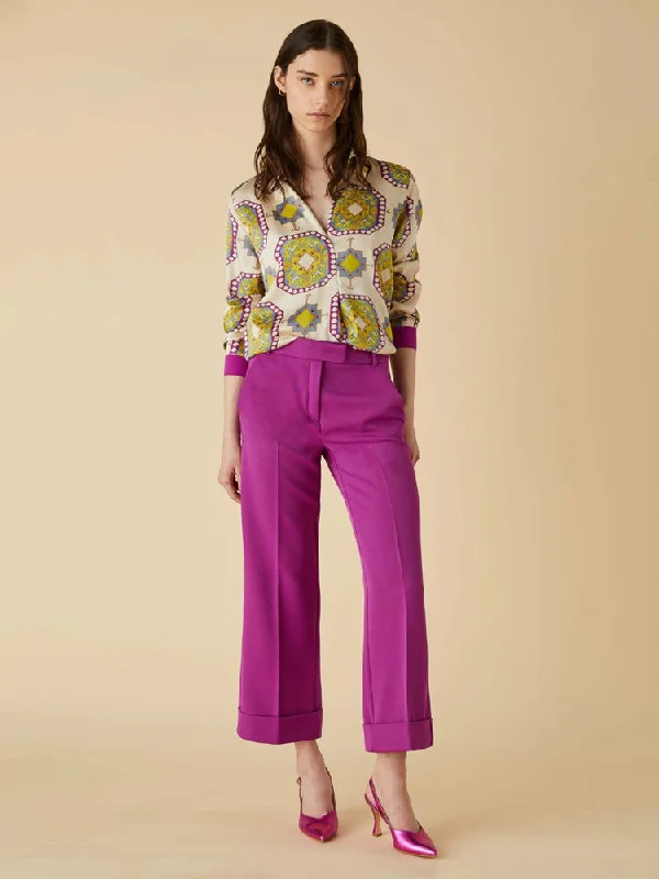 Emme Marella Cecina Blouse Ivory Silky Draped Blouse