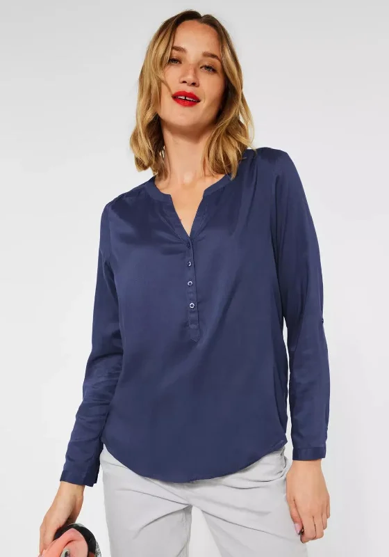 Street One Half Button Blouse, Deep Sunny Blue Frilled Cuff Blouse