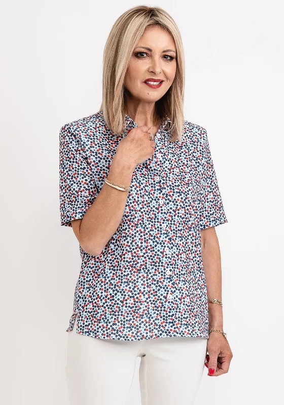 ERFO Short Sleeve Circle Print Blouse, Multi Puff Sleeve Blouse