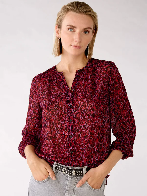 Oui Printed Blouse Pink Subtle Shimmer Blouse