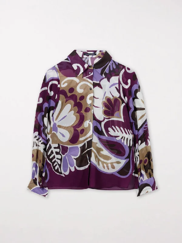 Luisa Cerano Blouse with Floral Print Multi Double-Layered Blouse