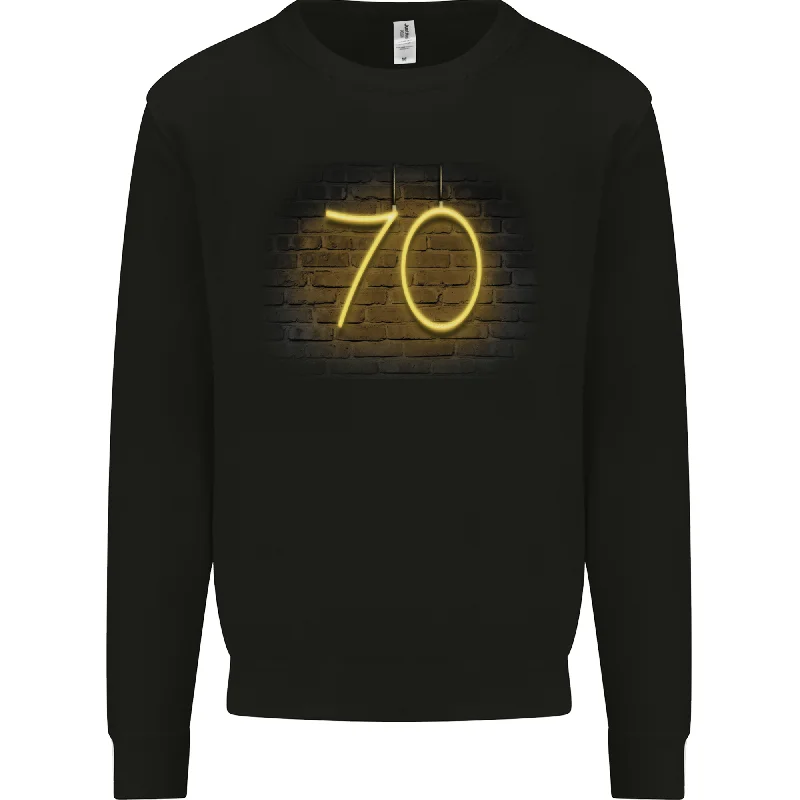 70th Birthday Neon Lights 70 Year Old Mens Sweatshirt Jumper Hoodie with Double Zipper Versatile Adjustable 70th Birthday Neon Lights 70 Year Old Mens Sweatshirt Jumper Hoodie with Double Zipper Versatile Adjustable