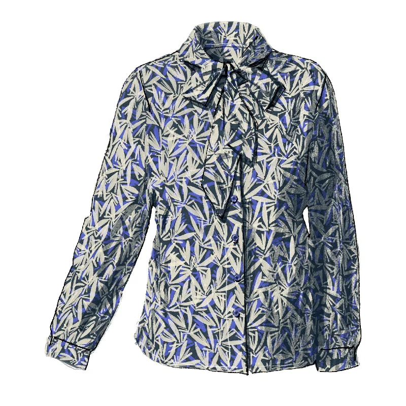 Parisian Bow Blouse Mandarin Collar Blouse