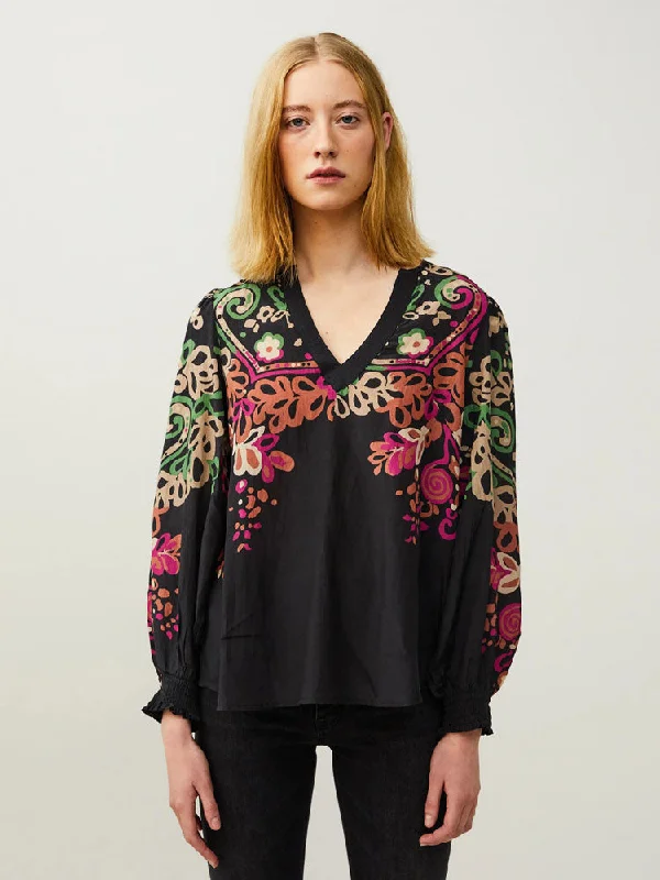 Odd Molly Anita Blouse Deep Asphalt Feminine Ruffle Blouse
