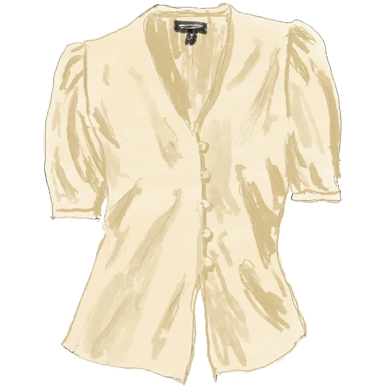 Nostalgic Puff Sleeve Blouse Sleeveless Chiffon Blouse