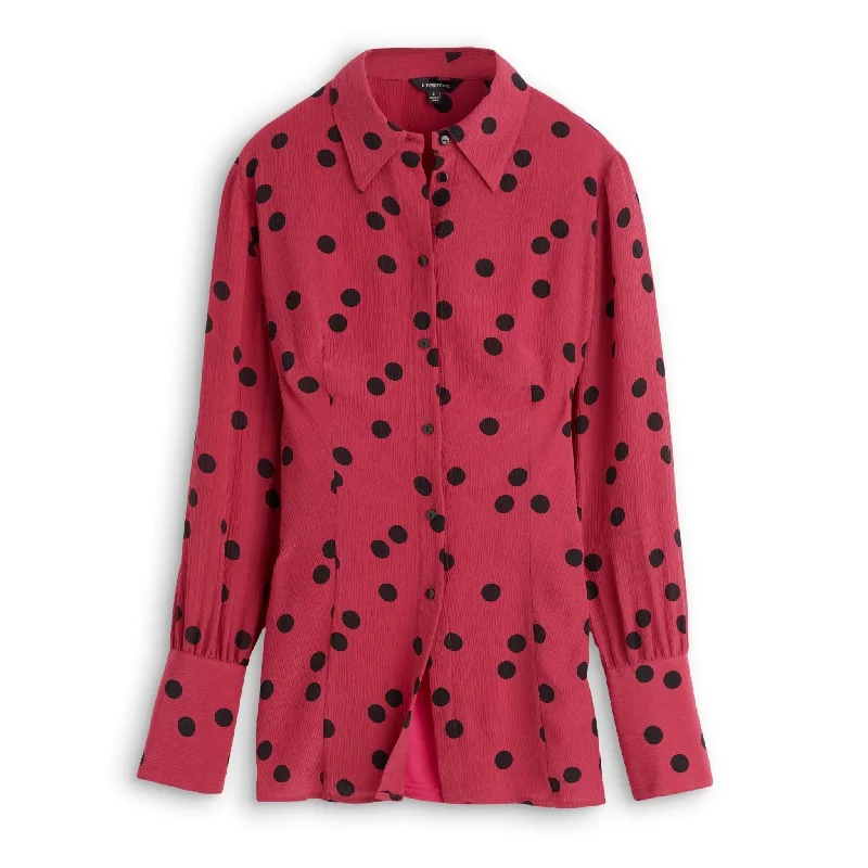 Spirited Polka Dot Blouse Classic White Blouse