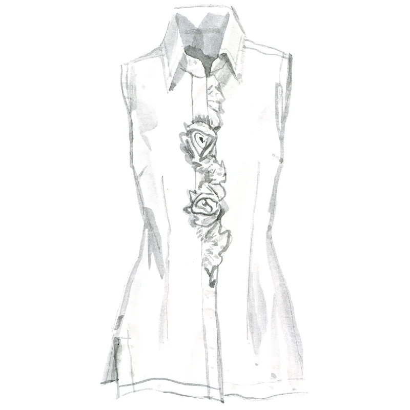 Rosette Button Blouse Romantic Lace Blouse