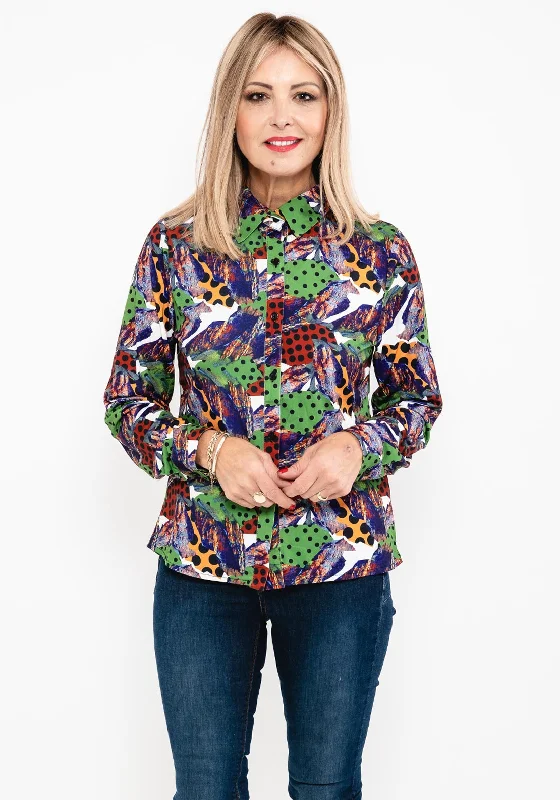Seventy1 Shatter Print Blouse, Multi Collared Satin Blouse