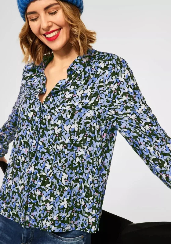 Street One Floral Buttoned Blouse, Blue Multi Casual Stripe Blouse
