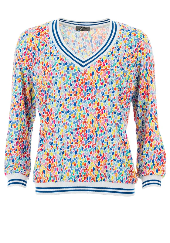 Leon Collection Candy Drop Print Blouse, Multi Pastel Color Blouse