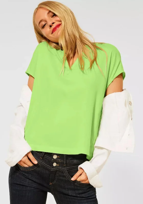Street One Dropped Shoulder Blouse, Peppy Green Casual Stripe Blouse