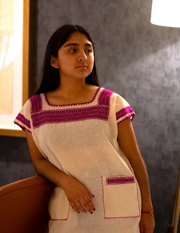 Hand-Embroidered "Sierra" Blouse - Puebla, Mexico Asymmetric Hem Blouse