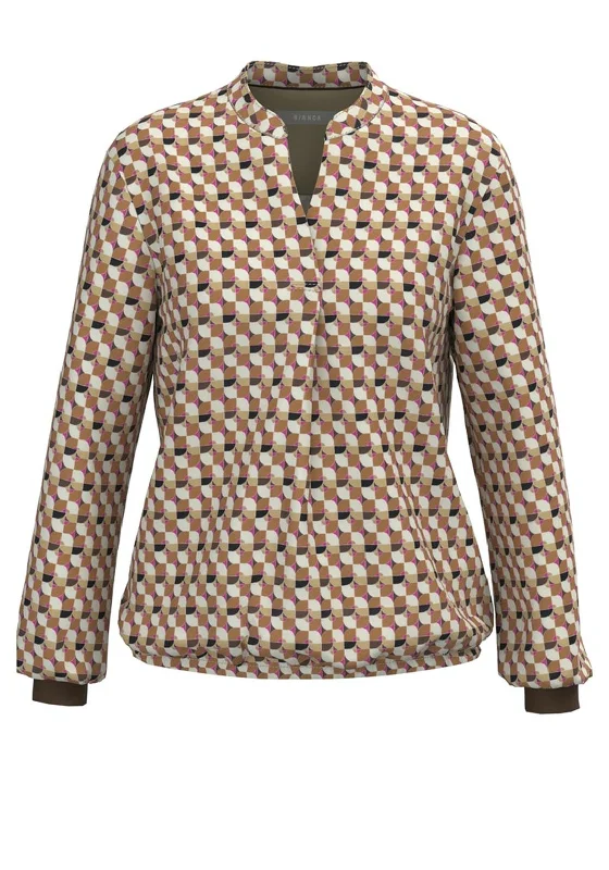 Bianca Adina Printed Blouse, Brown Multi Slim Fit Blouse