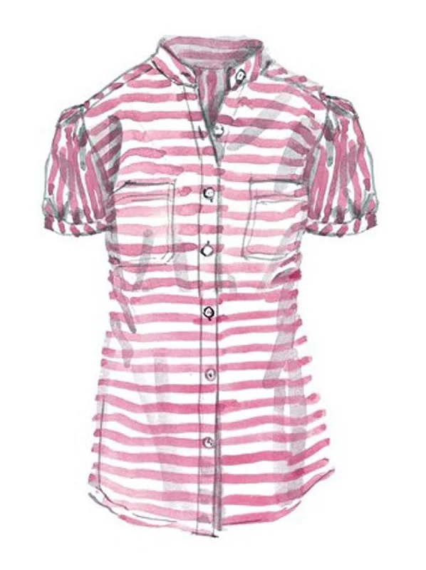 Nautical Blouse Elegant Semi-Sheer Blouse