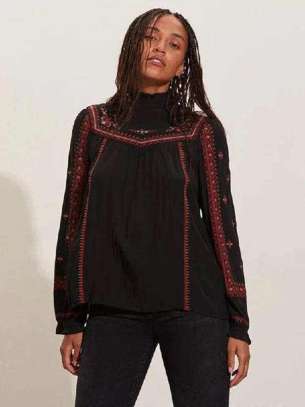 Odd Molly Wanda Blouse Almost Black Versatile Layering Blouse