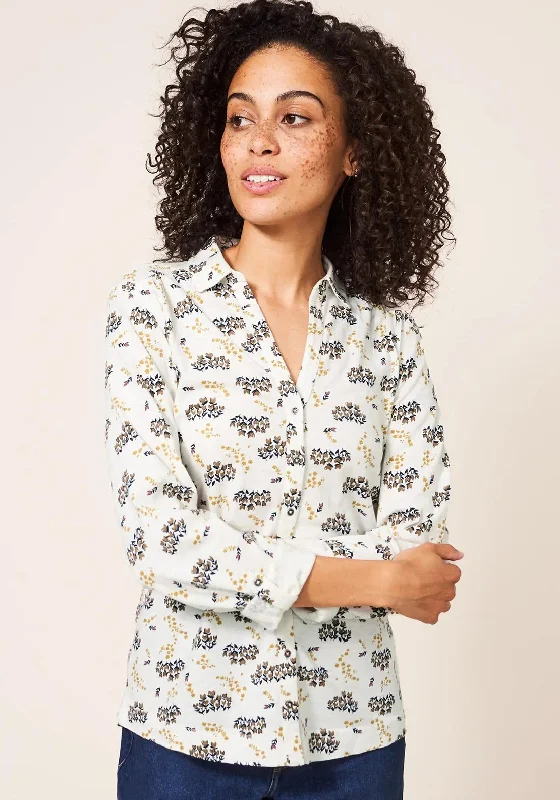 White Stuff Annie Patterned Blouse, Natural Multi Lightweight Linen Blouse