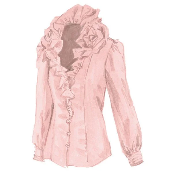 Ruffle Neck Blouse Lightweight Tunic Blouse