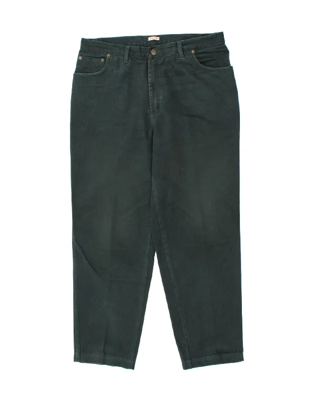 SANDRO Womens High Waist Tapered Jeans IT 48 XL W36 L30 Green Cotton Chic Vintage-Inspired Denim Jeans