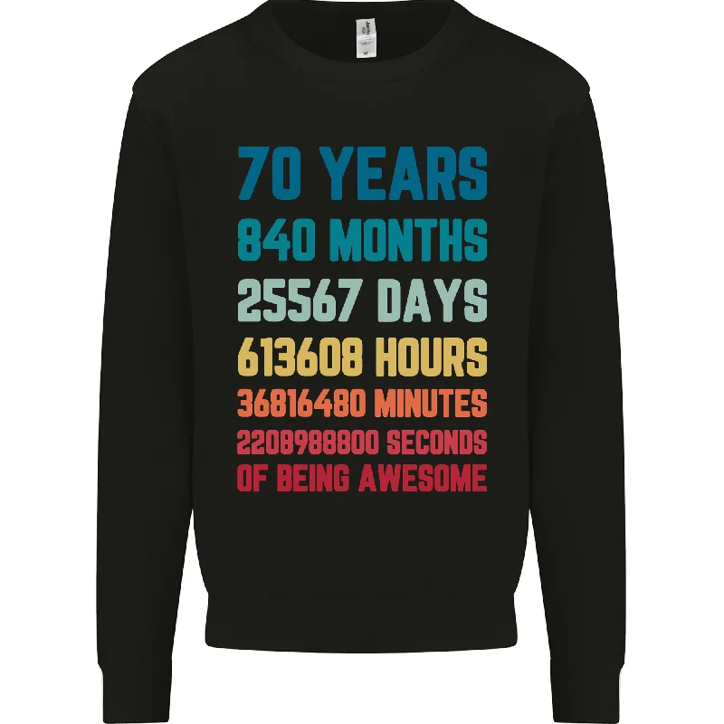 70th Birthday Men's Sweatshirt - Age 70 Classic Jumper Hoodie with Zipper Placket Modern Functional 70th Birthday Men's Sweatshirt - Age 70 Classic Jumper Hoodie with Zipper Placket Modern Functional