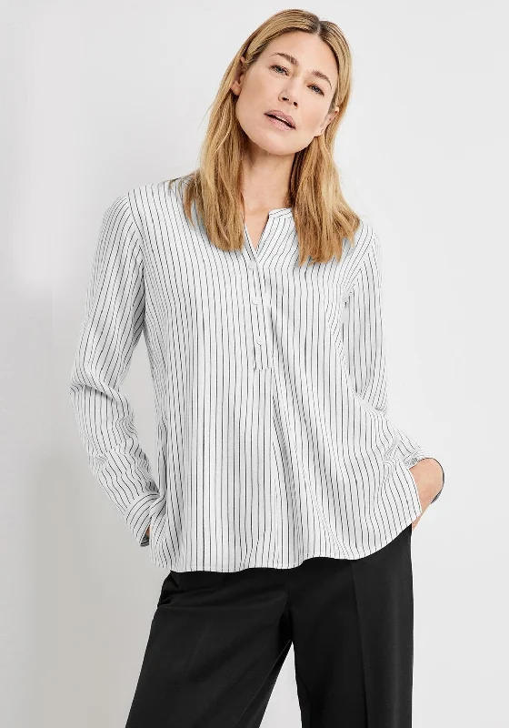 Gerry Weber Pinstripe Print Blouse, Grey & White Chic Ruffle Blouse