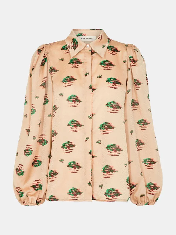 Sofie Schnoor Printed Blouse Beige Polished Work Blouse