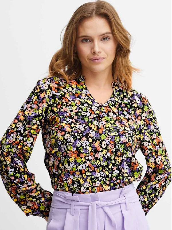 B Young ByIbane V Neck Blouse Purple Lightweight Tunic Blouse