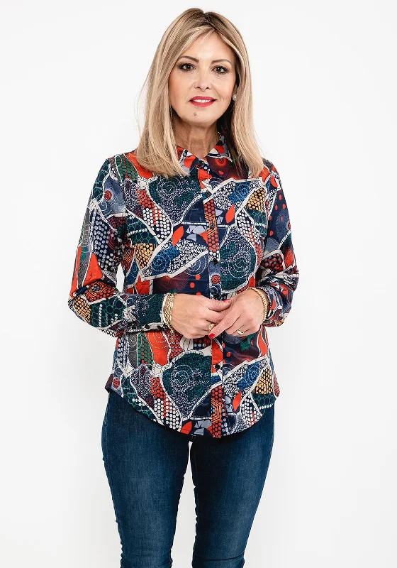 Seventy1 Multi Design Print Blouse, Navy Multi Loose Oversized Blouse
