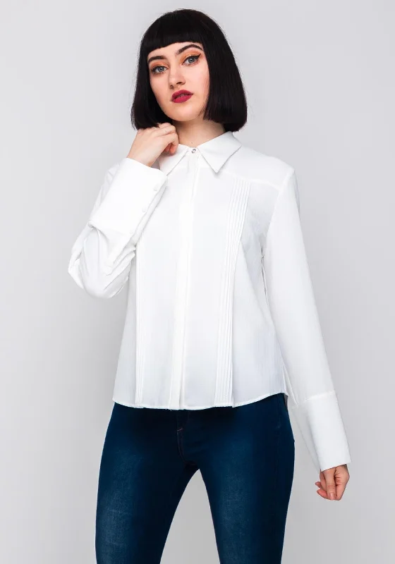 Lily Ribbed Trim Relaxed Fit Blouse, Ivory Oversized Silk Blouse