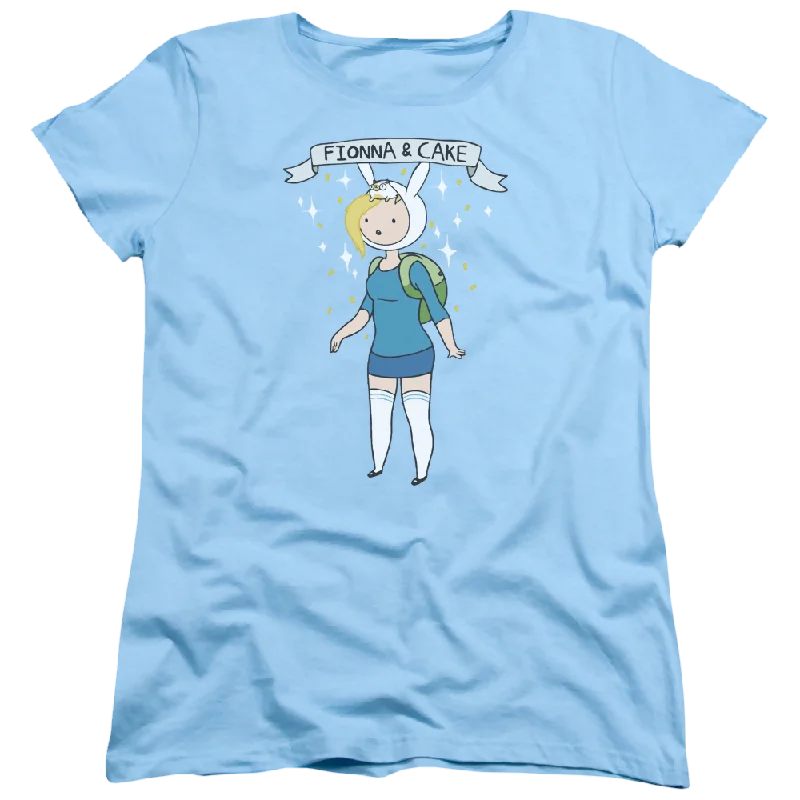 Adventure Time Fionna & Cake - Women's T-Shirt Notch Collar Peter Pan Collar Cowl Neck Adventure Time Fionna & Cake - Women's T-Shirt Notch Collar Peter Pan Collar Cowl Neck