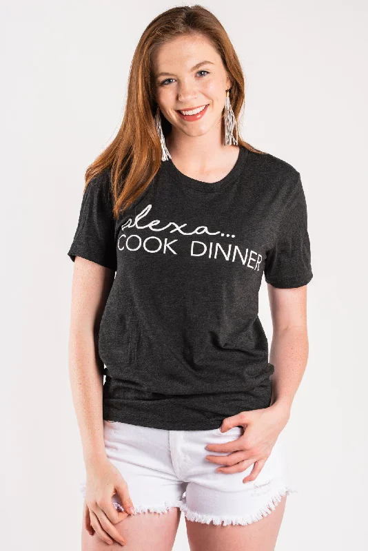Alexa cook dinner unisex short sleeve t-shirt charcoal Plaid T-Shirt Polka Dot Checkered Alexa cook dinner unisex short sleeve t-shirt charcoal Plaid T-Shirt Polka Dot Checkered