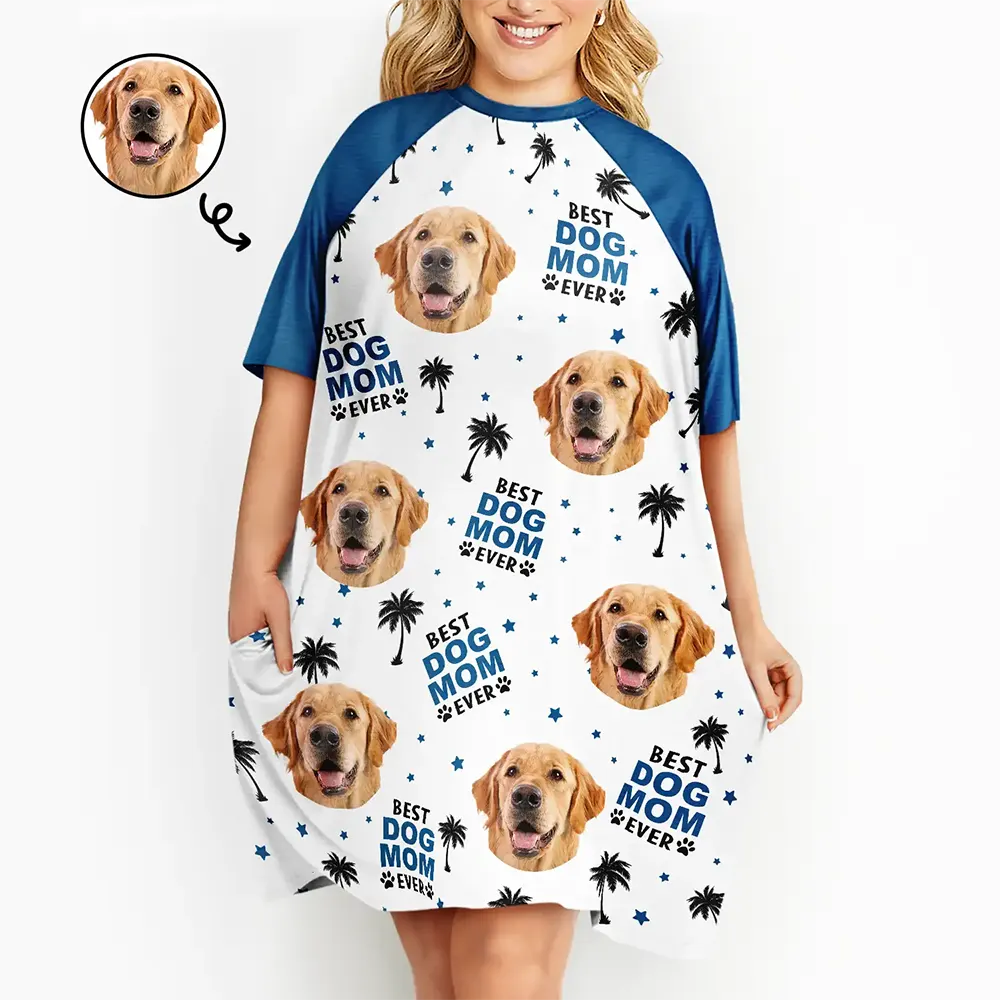 Custom Photo Best Dog Mom Ever - Personalized Women's Sleep Tee Spandex Blend Rayon Blend Denim Blend Custom Photo Best Dog Mom Ever - Personalized Women's Sleep Tee Spandex Blend Rayon Blend Denim Blend