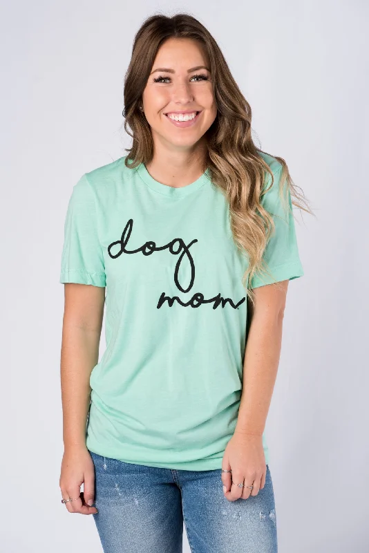 Dog mom large pride script short sleeve crew neck t-shirt mint Hooded Caped Shawl Collar Dog mom large pride script short sleeve crew neck t-shirt mint Hooded Caped Shawl Collar