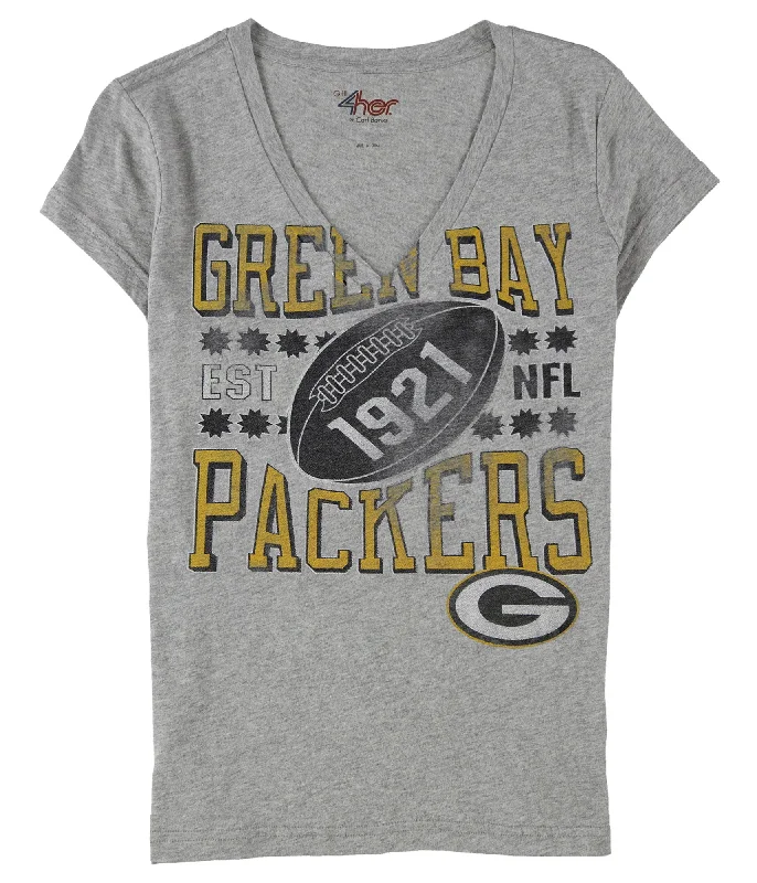 Green Bay Packers Women's Weathered Gray V-Neck Shirt Front Pockets Side Pockets Patch Pockets Green Bay Packers Women's Weathered Gray V-Neck Shirt Front Pockets Side Pockets Patch Pockets