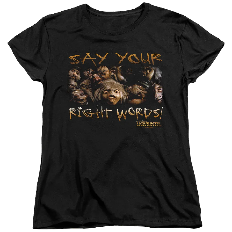 Labyrinth Say Your Right Words Women's T-Shirt Terry Blend Velvet Blend Canvas Blend Labyrinth Say Your Right Words Women's T-Shirt Terry Blend Velvet Blend Canvas Blend