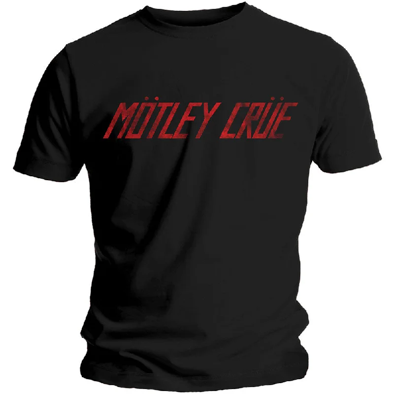 MOTLEY CRUE Attractive T-Shirt, Distressed Logo Graphic T-Shirt Round Neck Polyester MOTLEY CRUE Attractive T-Shirt, Distressed Logo Graphic T-Shirt Round Neck Polyester