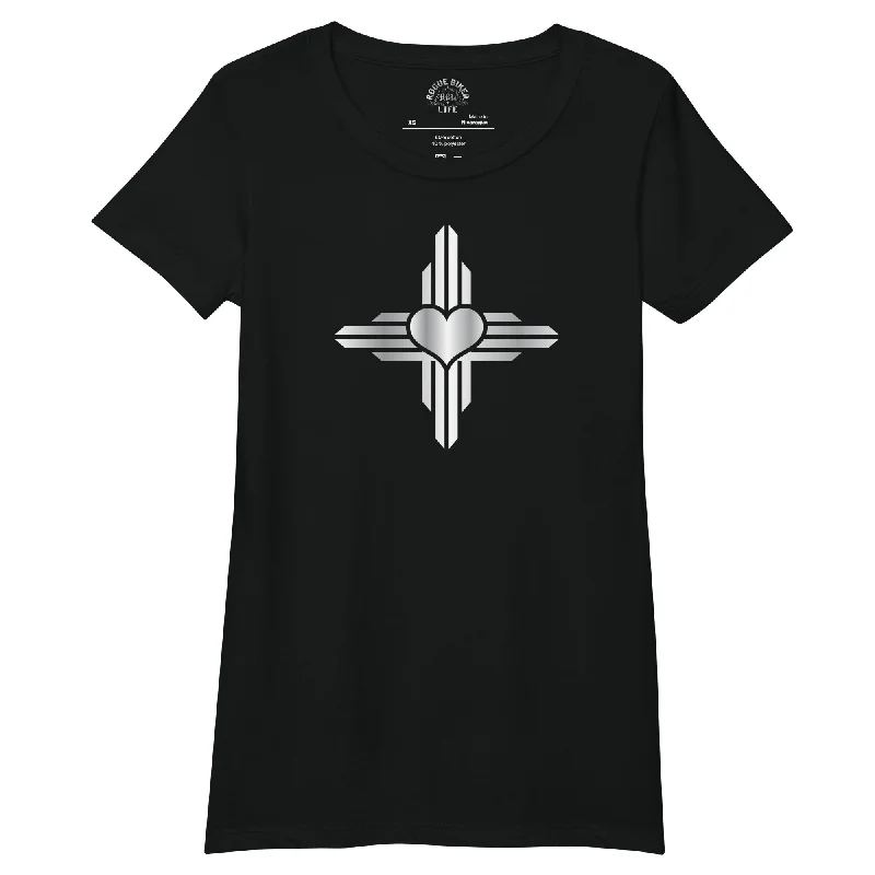 New Mexico - Zia Symbol - Heart | Women’s Fitted T-Shirt Lace Blend Ribbed Blend Corduroy Blend New Mexico - Zia Symbol - Heart | Women’s Fitted T-Shirt Lace Blend Ribbed Blend Corduroy Blend