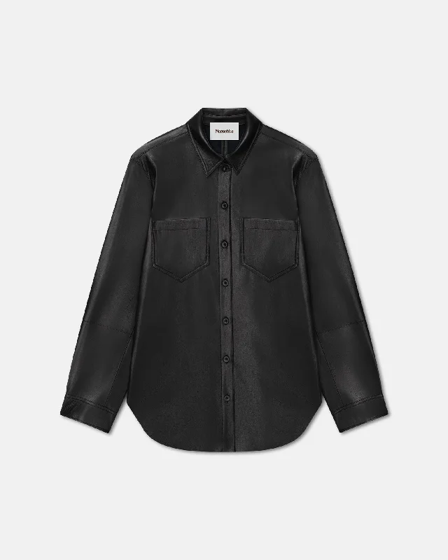 Giana - Okobor™ Alt-Leather Shirt - Black Rayon Fabric Velvet Fabric Corduroy Fabric Giana - Okobor™ Alt-Leather Shirt - Black Rayon Fabric Velvet Fabric Corduroy Fabric