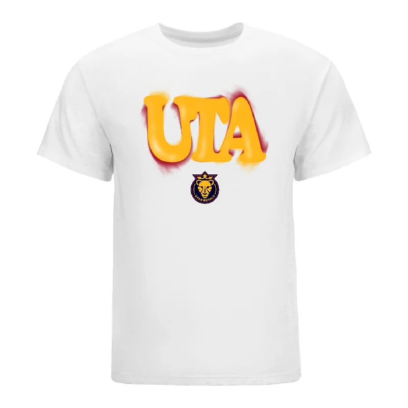 Unisex Utah Royals Bubbly White Tee Chenille Brocade Lace