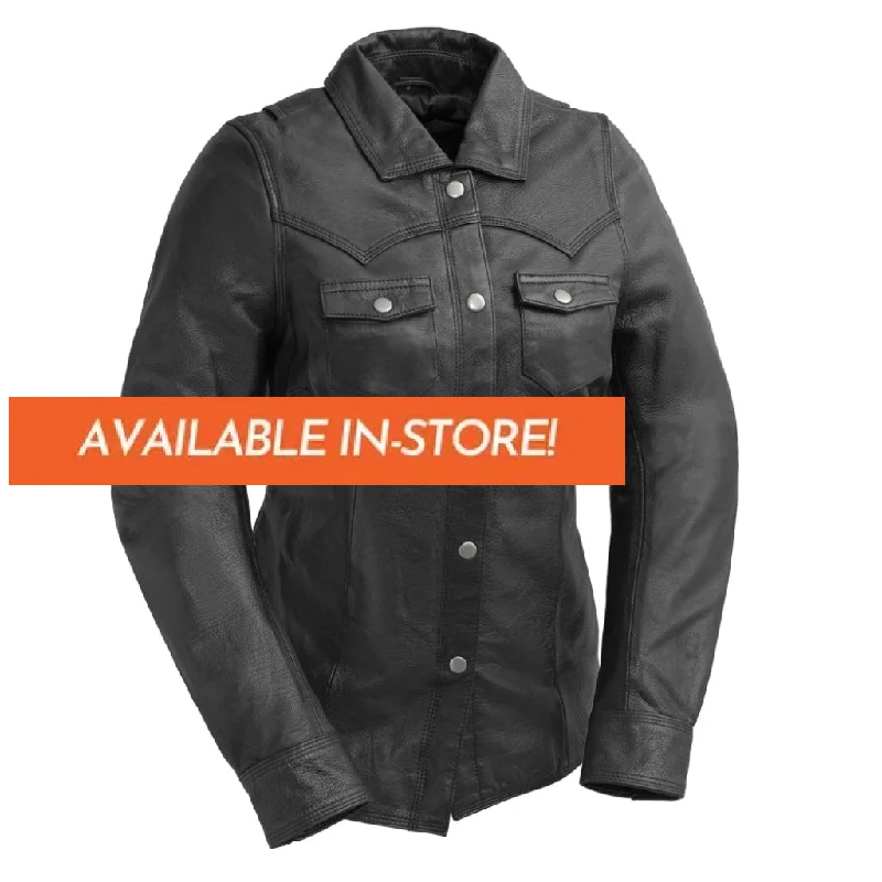 Onyx Women's Leather Motorcycle Shirt - Extreme Biker Leather Terry Blend Velvet Blend Canvas Blend Onyx Women's Leather Motorcycle Shirt - Extreme Biker Leather Terry Blend Velvet Blend Canvas Blend